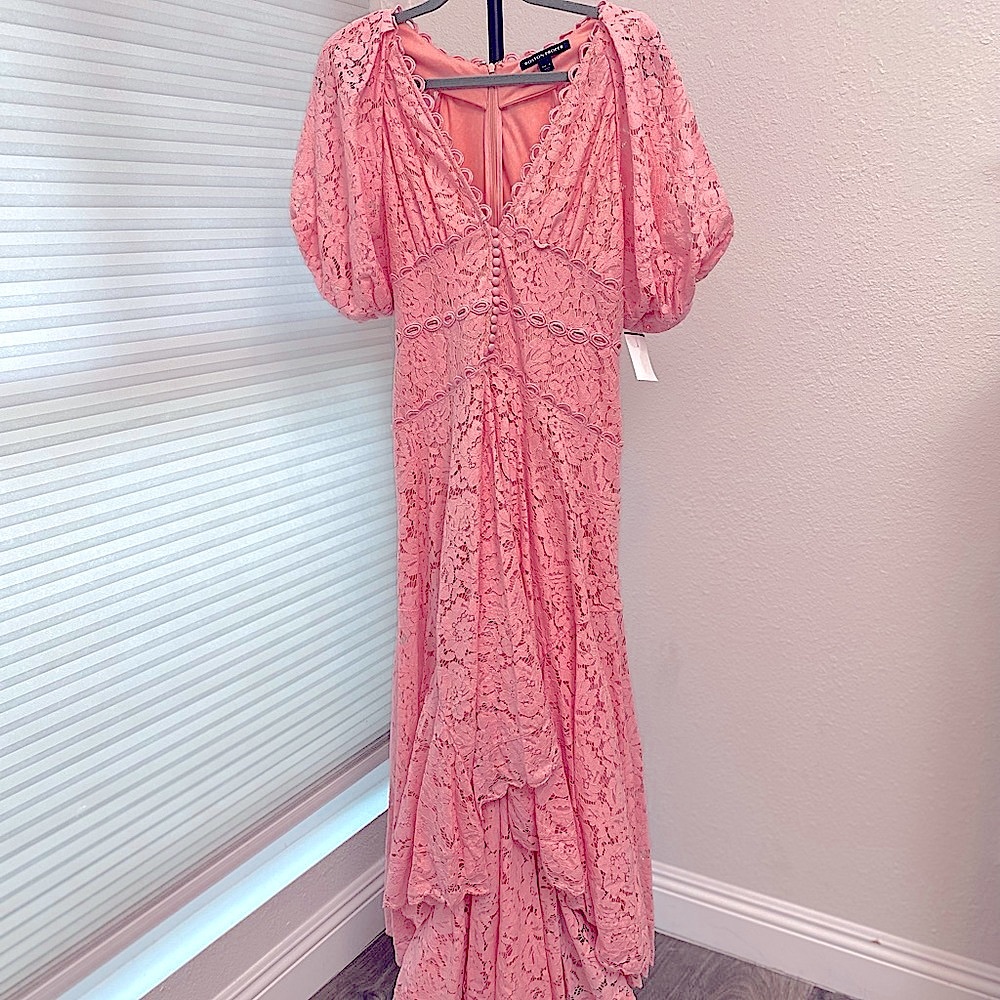 Boston Proper Dresses | Boston Proper Maxi Dress Pink Lace High low - Picture 5 of 9